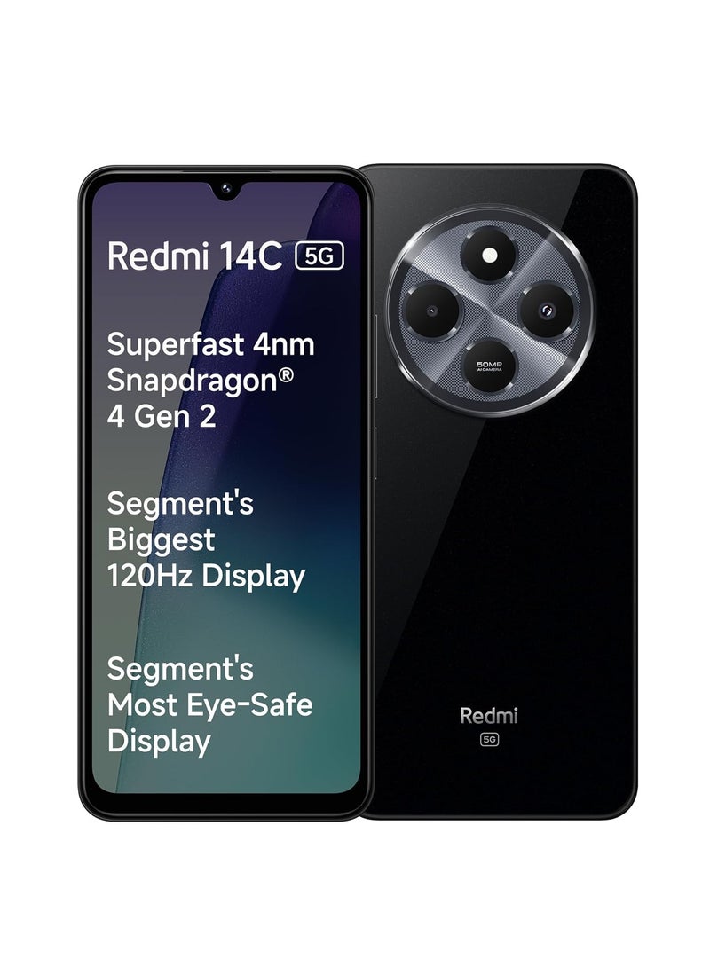 Xiaomi Redmi 14C 5G (Stargaze Black, 6GB RAM, 128GB Storage) | Superfast 4nm Snapdragon 4 Gen 2 | 120Hz 17.47cm (6.88-inch) Display | 5160mAh Battery | 50MP Dual Camera | Premium Starlight Design - Image 1