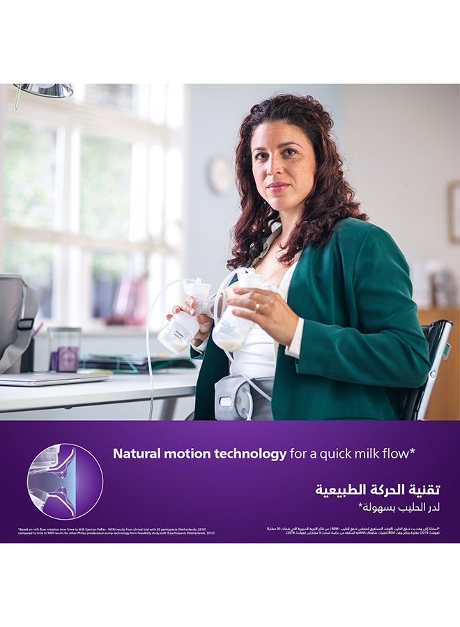 Philips Avent Double Electric Breast Pump Rechargeable, 3 Pin | No.1 Brand Recommended by Moms Worldwide | Natural Motion Technology For Quicker Milk Flow - Image 3