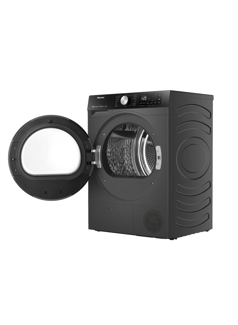 هايسنس آلة تجفيف ذكية أمامية تحميل 8 كجم من هايسنس، A+++, واي فاي، مضادة للتجاعيد، تجفيف تلقائي، باب قابل للعكس، تجفيف إضافي، مضادة للطيّ، أسود مميز - Image 2