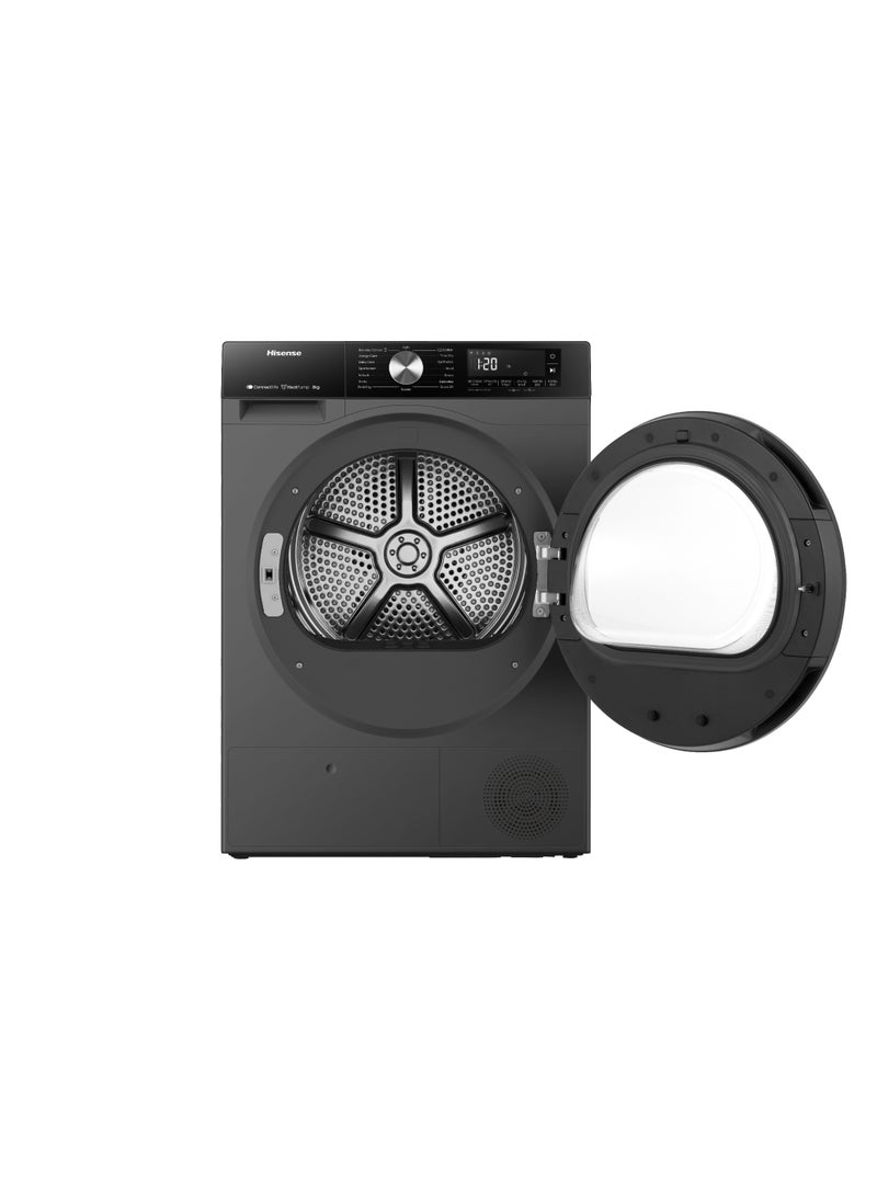 هايسنس آلة تجفيف ذكية أمامية تحميل 8 كجم من هايسنس، A+++, واي فاي، مضادة للتجاعيد، تجفيف تلقائي، باب قابل للعكس، تجفيف إضافي، مضادة للطيّ، أسود مميز - Image 3