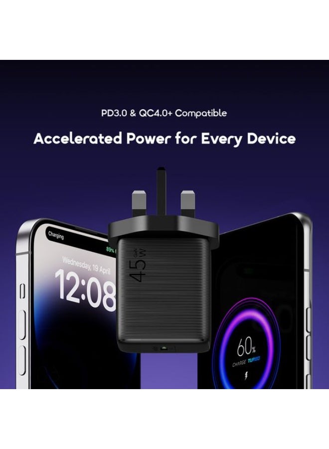 ORAIMO 45w Charger with C to C Cable - PowerGan 451 Black - Image 4