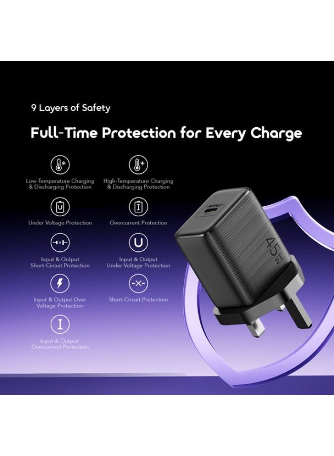 ORAIMO 45w Charger with C to C Cable - PowerGan 451 Black - Image 2