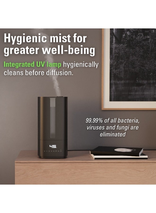 Stadler Form Humidifier Oliver, Large Rooms up to 60 m² Quiet, Small, Powerful, Room Humidifier, 6 Levels, Auto Mode LEDs Switchable Integrated UV lamp, Germ-free Mist, Black O-015 Black - Image 3