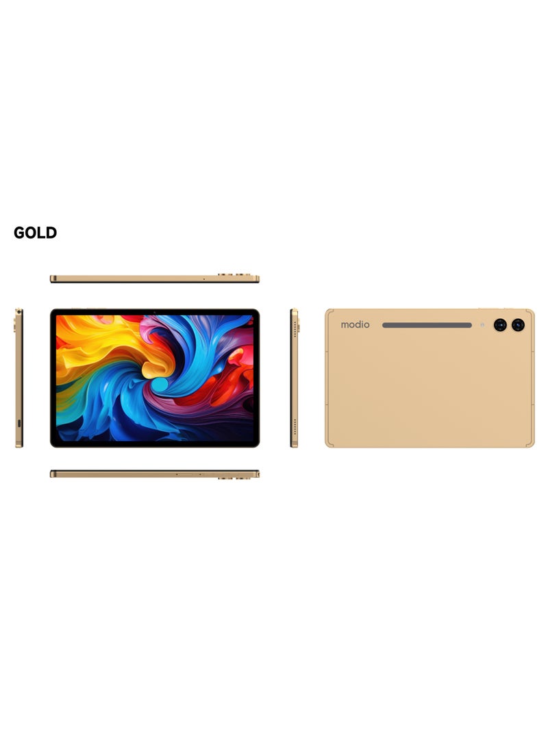 modio M45 10.1-Inch Display Android Tablet with 12GB RAM + 512GB ROM 10000 mAh Battery Keyboard and Mouse - Gold - Image 2