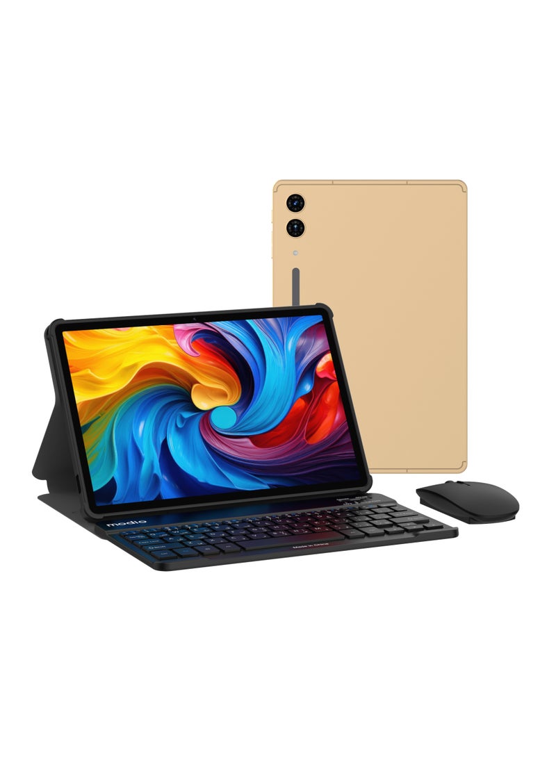 modio M45 10.1-Inch Display Android Tablet with 12GB RAM + 512GB ROM 10000 mAh Battery Keyboard and Mouse - Gold - Image 1