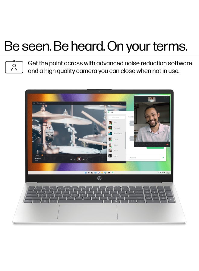 HP 15.6 Inch Full HD Touch-Screen Laptop, 13th Gen Intel Core i7 1355U, 16GB RAM, 512GB SSD, Intel Iris Xe Graphics, Windows 11 Home English Natural Silver - Image 3