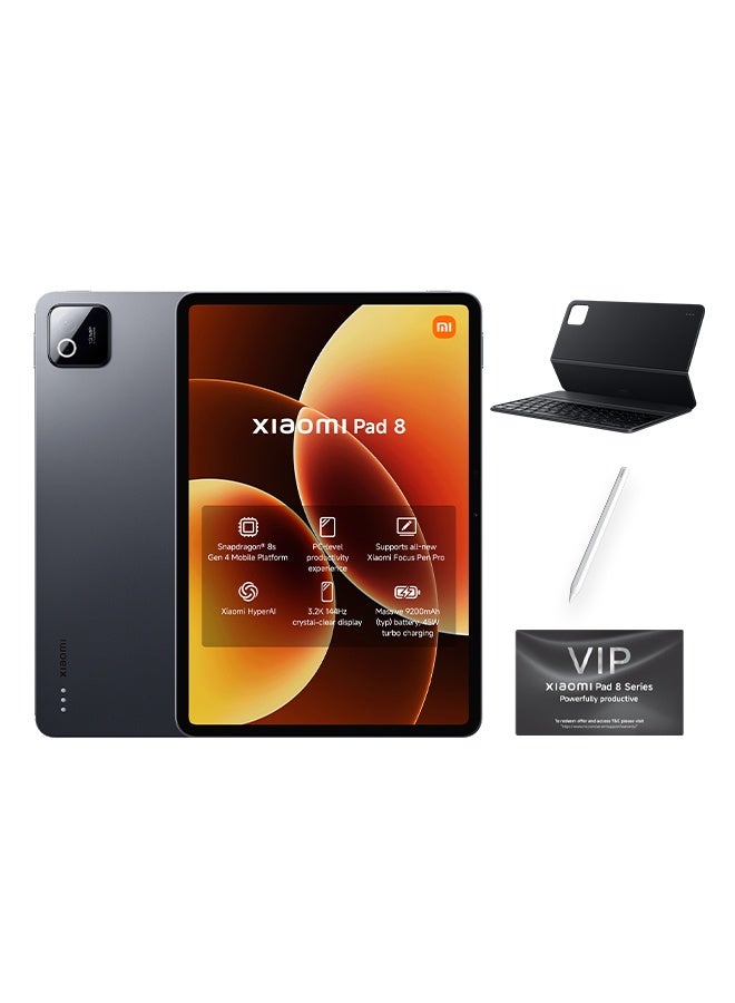شاومي باد 8 رمادي 8 جيجابايت رام 256 جيجابايت واي فاي + قلم ولوحة مفاتيح - مع محول 3 دبابيس - النسخة العالمية - Image 1