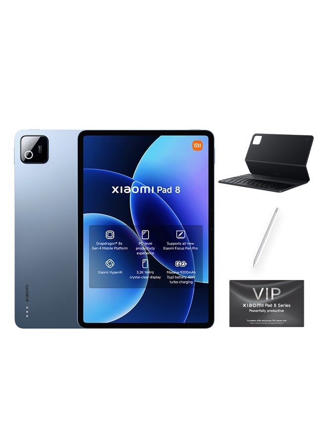 شاومي باد 8 أزرق 8 جيجابايت رام 256 جيجابايت واي فاي + قلم ولوحة مفاتيح - مع محول 3 دبابيس - النسخة العالمية - Image 1