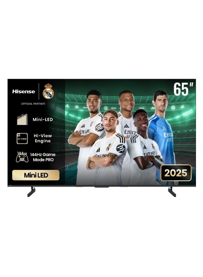 هايسنس تلفاز ذكي 65 بوصة ULED MiniLED من هايسنس 4K، محرك الذكاء الاصطناعي Hi-View، وضع الألعاب 144Hz PRO، مضخم صوت مدمج، QLED، Dolby Vision.Atmos - Image 1