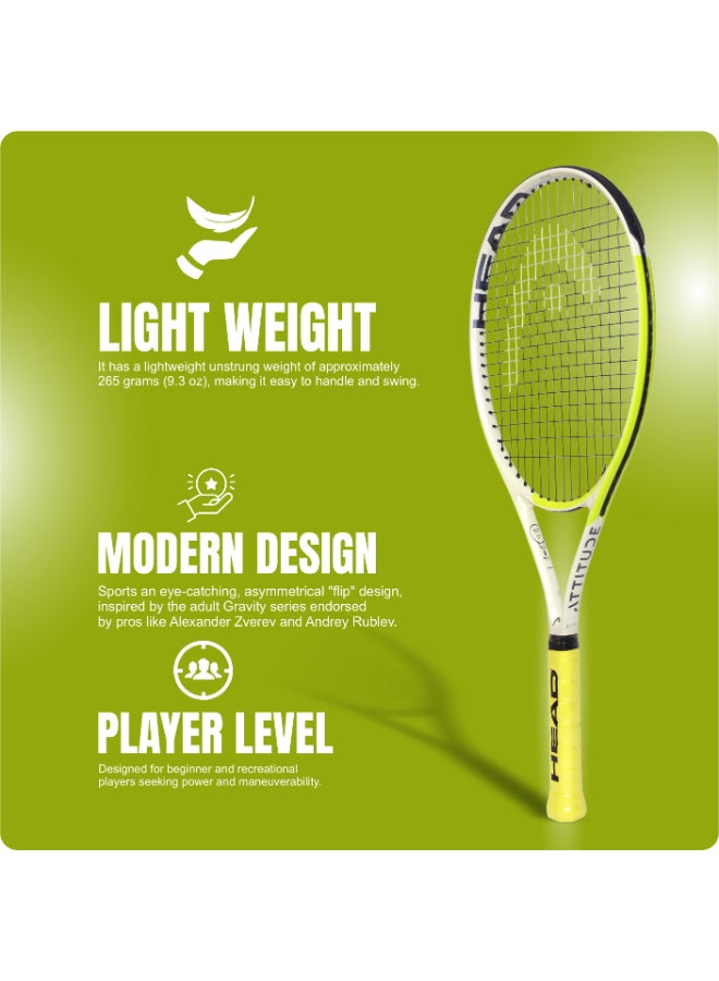 هيد MX Attitude Elite Tennis Racquet, Strung – Lightweight Performance Tennis Racket with Oversize Head, Pre-Strung Strings, Power and Control for Beginner to Intermediate Players - Image 2