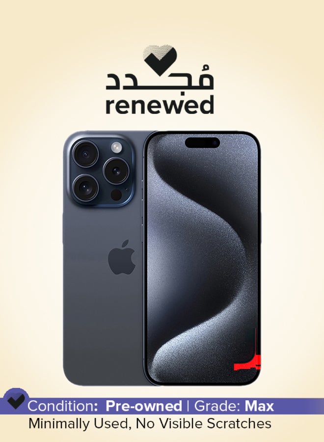 Apple Renewed - iPhone 15 Pro 256GB Blue Titanium 5G With Facetime - Middle East Version - Image 1