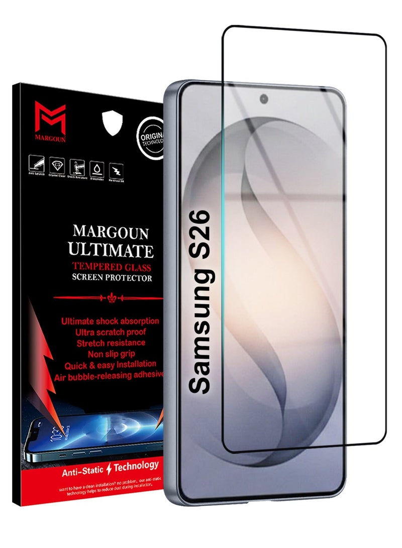 MARGOUN For Samsung Galaxy S26 Tempered Glass Screen Protector - Ultra Clear & Scratch Resistant - Bubble-Free Easy Installation- 3D Clear - Image 1