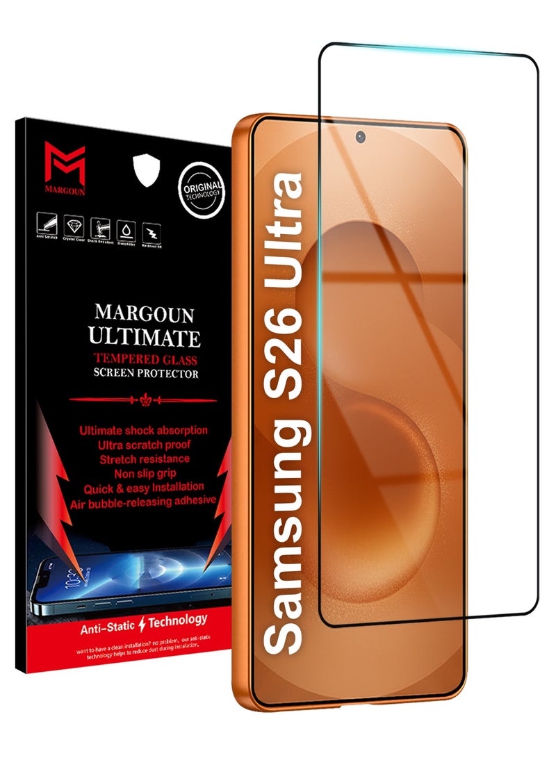 MARGOUN For Samsung Galaxy S26 Ultra Tempered Glass Screen Protector - Ultra Clear & Scratch Resistant - Bubble-Free Easy Installation- 3D clear - Image 1
