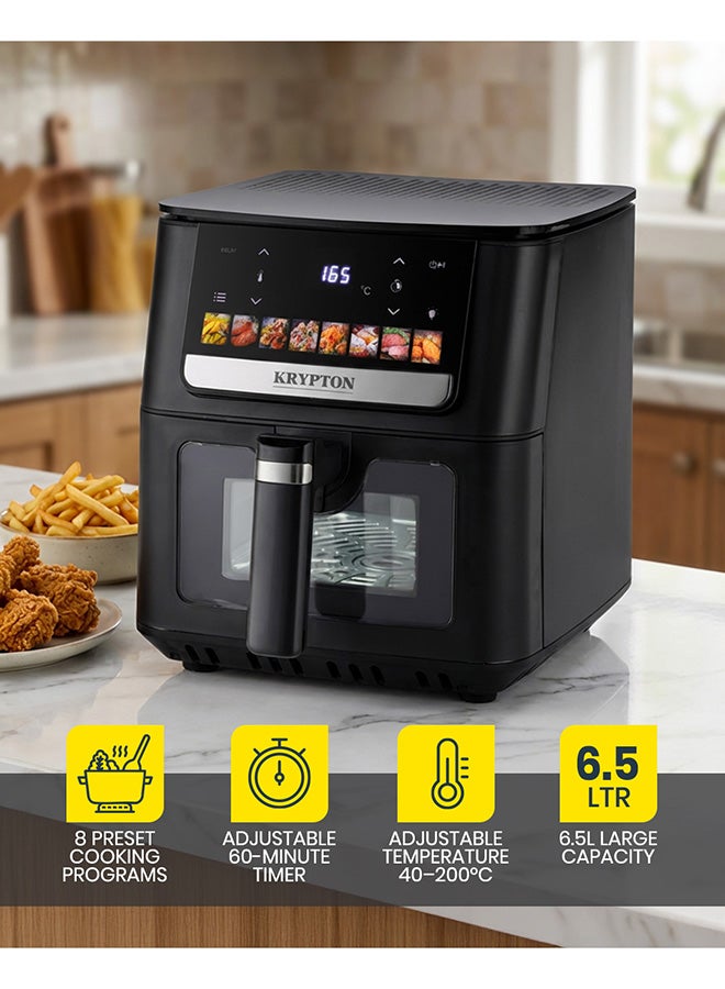 Krypton 6.5L Digital Air Fryer KNAF6694 | Oil-Free Cooking, 8 Preset Programs, Vortex Technology, Adjustable Temperature & Timer, Non-Stick Pot, 1700W | Black,  2-years warranty. 6.5 L 1700 W KNAF6694 black - Image 2