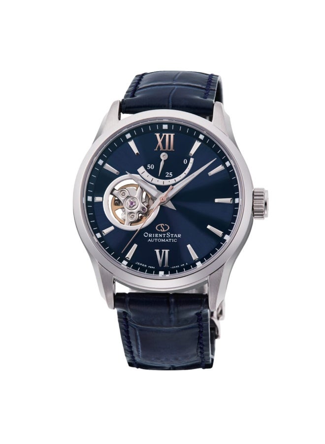 ساعة أورينت ستار ذات القلب المفتوح بحزام جلد للرجال RE-AT0006L00B
