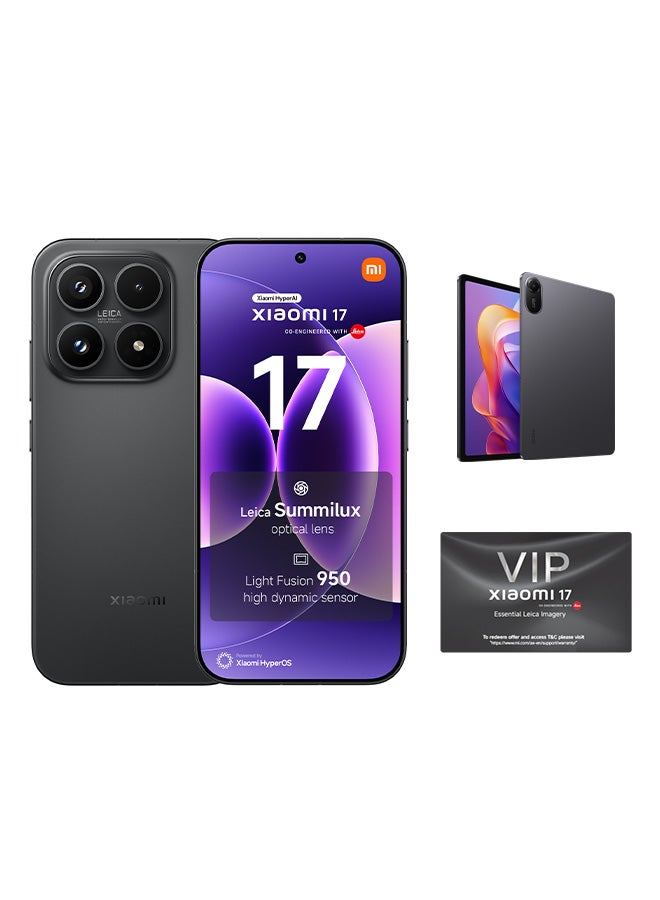 17 Black Dual SIM 5G 12GB RAM 512GB + Redmi Pad 2 - with 3-pin Adapter - Global Version