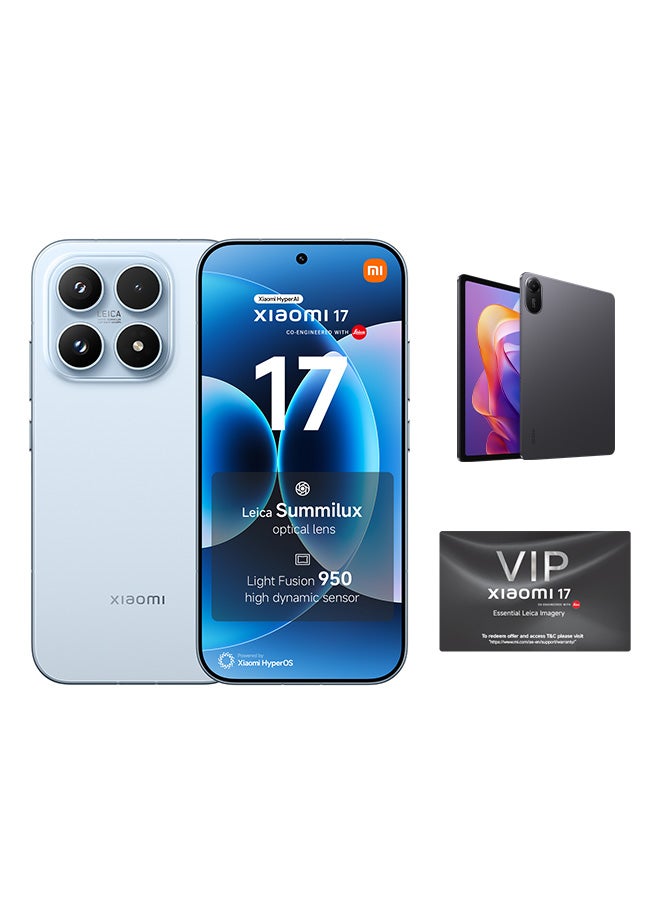 شاومي 17 أزرق ثنائي الشريحة 5G 12GB RAM 512GB + Redmi Pad 2 - مع محول 3 دبابيس - النسخة العالمية - Image 1