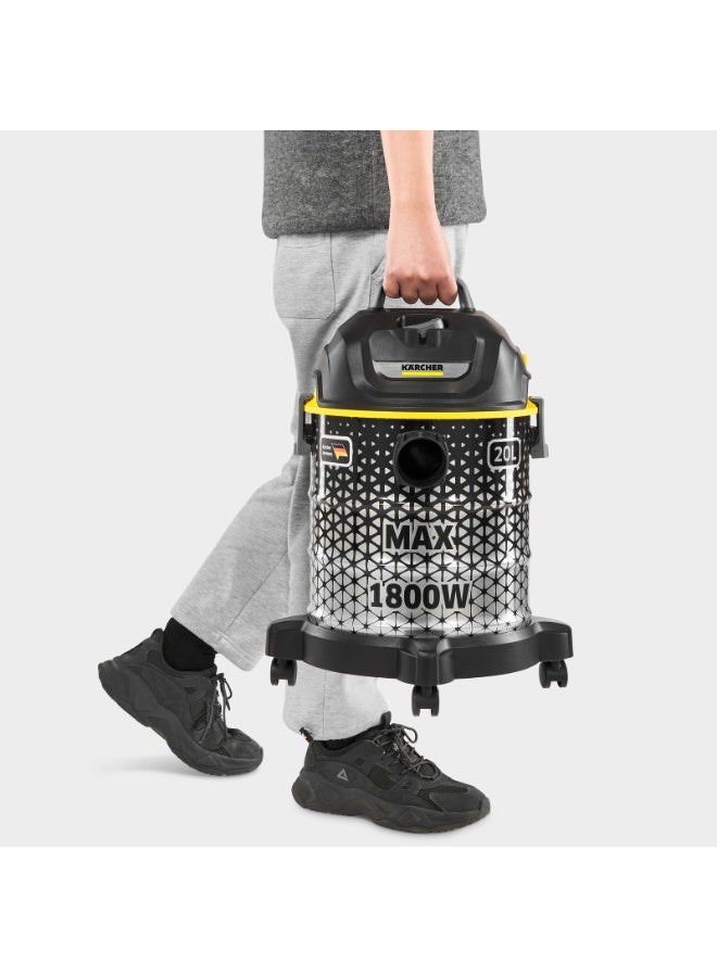 KARCHER DVAC 1800 Dry Vacuum Cleaner – 1800W Powerful Suction, 20 L Large Dust Tank, Adjustable Suction & Blower Function, Long Cable & Multifunction Nozzles - 20 L 1800 W 1.723-974.0 black - Image 3