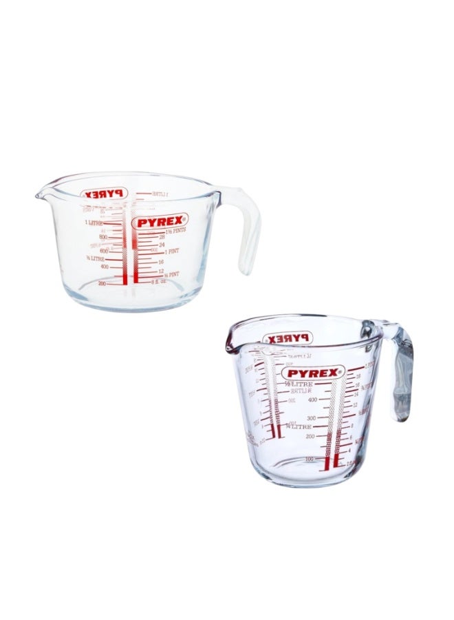 PYREX Measuring Jug Set 1000ML & 500ML – Durable and Versatile Kitchen Tools for Cooking & Baking clear 1.5Liters - Image 1