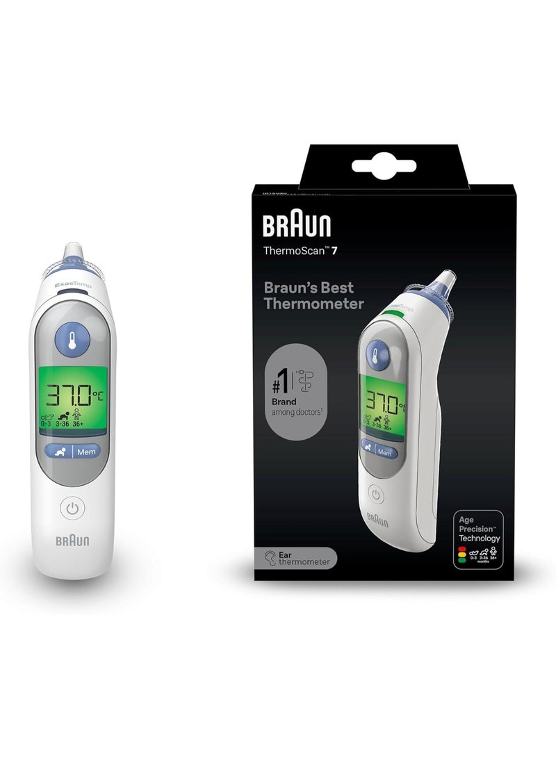 Braun ThermoScan 7, Ear Thermometer, Age Precision with Colour Coding - IRT 6520 White - Image 1