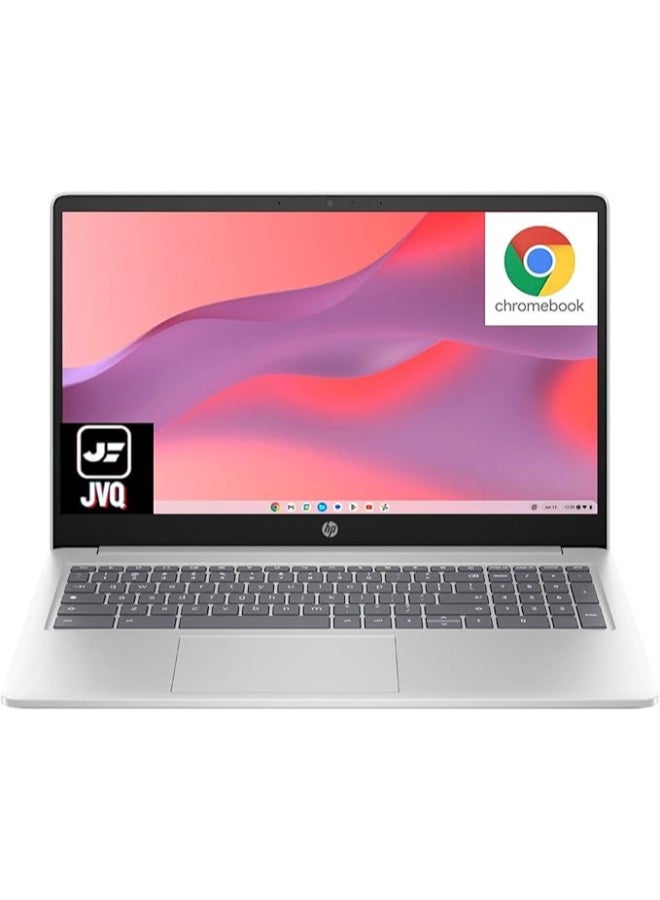 HP أحدث لابتوب Chromebook بشاشة 15.6 بوصة HD، مع معالج Intel N200، 8 جيجابايت RAM، 64 جيجابايت eMMC + 64 جيجابايت بطاقة، كاميرا ويب، واي فاي، اجتماع زوم، بلوتوث، USB-A&C، نظام تشغيل Chrome - JVQ MP، سعة تخزين مضاعفة - Image 1