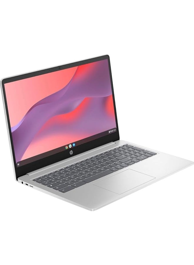 HP أحدث لابتوب Chromebook بشاشة 15.6 بوصة HD، مع معالج Intel N200، 8 جيجابايت RAM، 64 جيجابايت eMMC + 64 جيجابايت بطاقة، كاميرا ويب، واي فاي، اجتماع زوم، بلوتوث، USB-A&C، نظام تشغيل Chrome - JVQ MP، سعة تخزين مضاعفة - Image 3