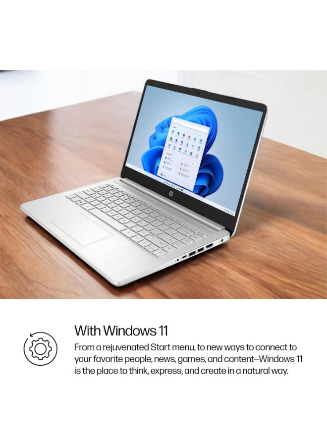 HP 14-dq6011dx Laptop 2025 Intel® Pentium N150 up to 3.60 GHz, 4GB RAM, DDR4  128GB UFS SSD , 14" HD Display, Intel UHD Graphics,  English Keyboard Windows 11 Home S English Natural Silver - Image 5