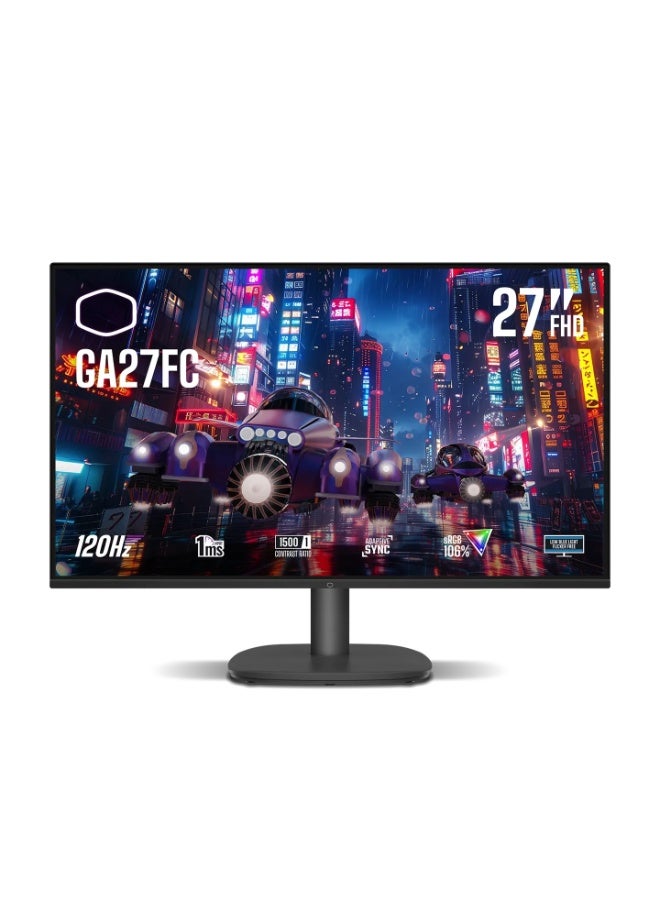 Cooler Master GA27FC 27″ Full HD IPS Gaming Monitor, 120Hz Refresh Rate, 1ms MPRT, Adaptive Sync, 105% sRGB, 1500:1 Contrast, Flicker-Free & Low Blue Light, HDMI & VGA | CMI-GA27FC-UK Black - Image 1