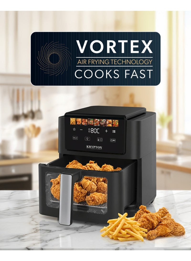 Krypton Digital Air Fryer with  Vortex Technology | Display With Touch Screen |8 Preset Cooking Modes| 60-Min Timer | Double Heating Air Fryer -5L , 1800W | KNAF6706 5 L 1800 W KNAF6706 black - Image 3