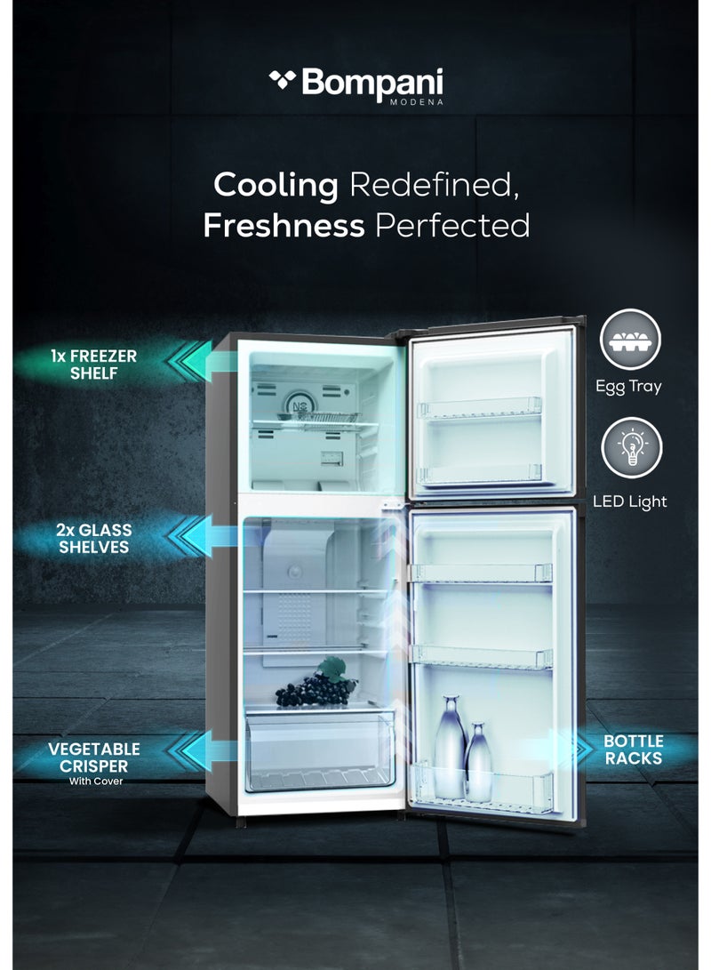 Bompani Double Door No-Frost Refrigerator 265L Gross / 188L Net Capacity, Electronic Temp Control, Multi Air Flow - (1 Year Warranty) BR265SS grey - Image 3