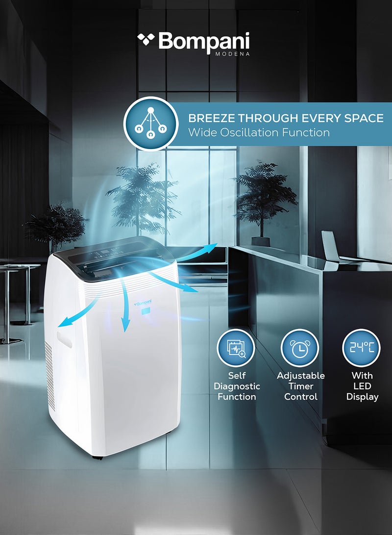 Bompani Portable Air Conditioner 16000 BTU 4-in-1 – Cooling, Heating, Dehumidifier & Fan, LED Display, 24H Timer, Auto Swing – (1 Year Warranty) 2000 W BO1600I white - Image 5