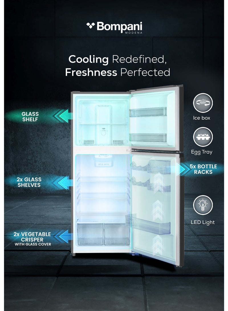 Bompani Double Door No-Frost Refrigerator 410L Gross / 283L Net – Multi Airflow, Electronic Control, Reversible Door, Dark Inox – (1 Year Warranty) 300 W BR410 grey - Image 3