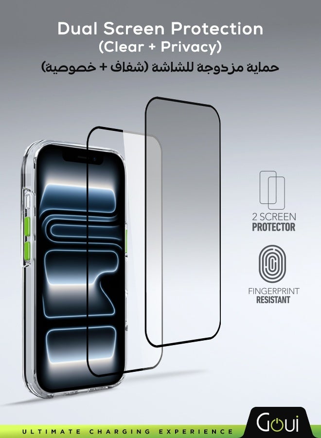 Goui iPhone 17 Pro Max Protection Kit 8-in-1 – MagSafe Full Protection Package with an Anti-Yellowing iPhone 17 Pro Max Cover, Two Screen Protectors (Clear + Privacy), and a Ceramic Camera Lens Protector. Compatible with MagSafe Charging, Providing 360-Degree Protection for Your Apple iPhone 17 Pro Max, Shockproof, and Long-Lasting Quality. Transparent - Image 3