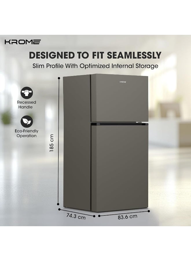 كروم ثلاجة كروما 800 لتر ذات بابين 606 لتر صافي مع ضاغط عاكس | بدون تجمد كلي | نظام تبريد بتدفق هواء 360° | تجميد فائق | كفاءة في استهلاك الطاقة، فضي داكن | KR-REF800TI - Image 2