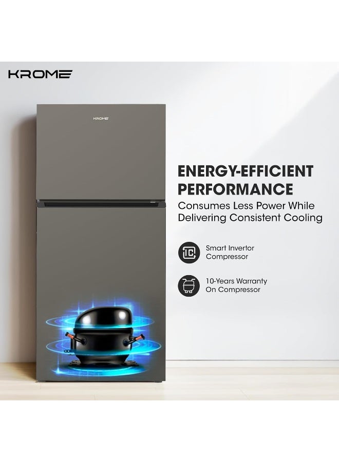 كروم ثلاجة كروما 800 لتر ذات بابين 606 لتر صافي مع ضاغط عاكس | بدون تجمد كلي | نظام تبريد بتدفق هواء 360° | تجميد فائق | كفاءة في استهلاك الطاقة، فضي داكن | KR-REF800TI - Image 5