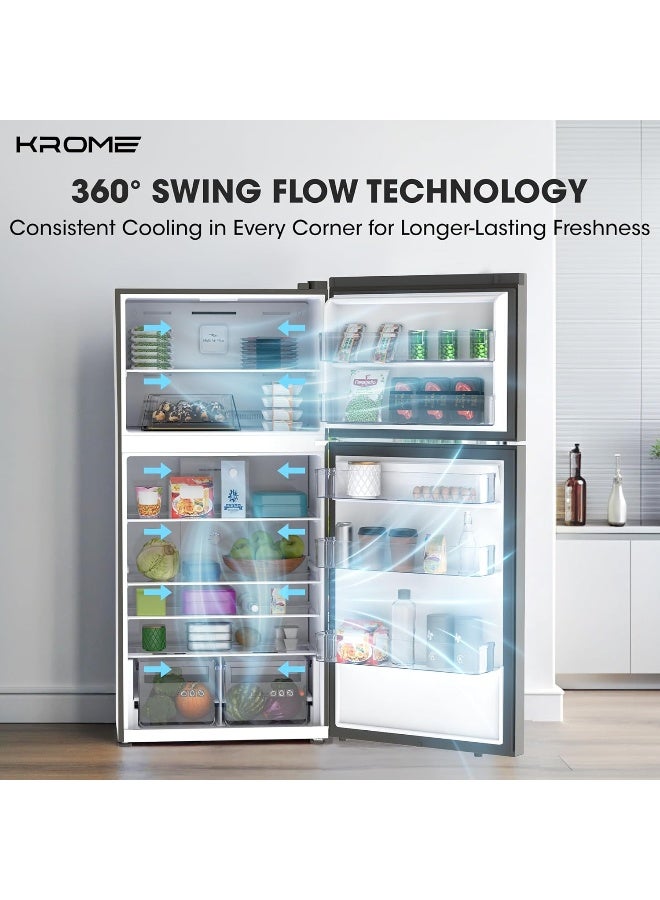 كروم ثلاجة كروما 800 لتر ذات بابين 606 لتر صافي مع ضاغط عاكس | بدون تجمد كلي | نظام تبريد بتدفق هواء 360° | تجميد فائق | كفاءة في استهلاك الطاقة، فضي داكن | KR-REF800TI - Image 4