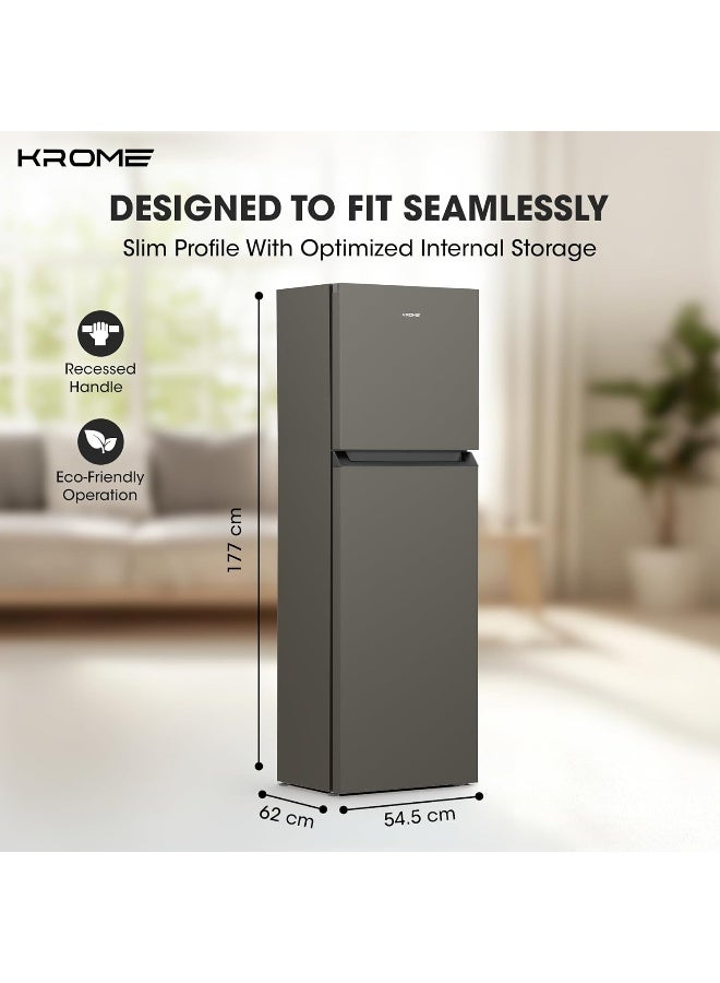 كروم ثلاجة مزدوجة الباب 370 لتر 286 لتر صافي | ضاغط ذكي عاكس | تبريد بتدفق هواء 360° | تقنية عدم تجمد كلي | وظيفة تجميد فائق | كفاءة في استهلاك الطاقة - Image 2