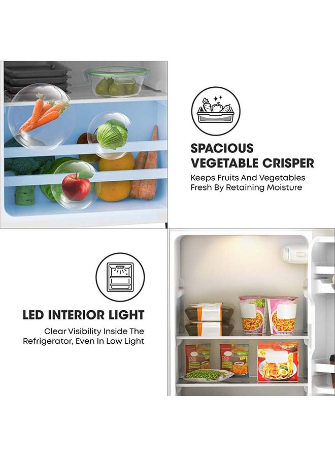 كروم ثلاجة مزدوجة الباب بسعة 180 لتر مع فريزر علوي، سعة صافية 138 لتر، درج خضار، رفوف زجاجية، إضاءة داخلية LED، تحكم ميكانيكي، كفاءة في استهلاك الطاقة، ضمان لمدة سنة - Image 4