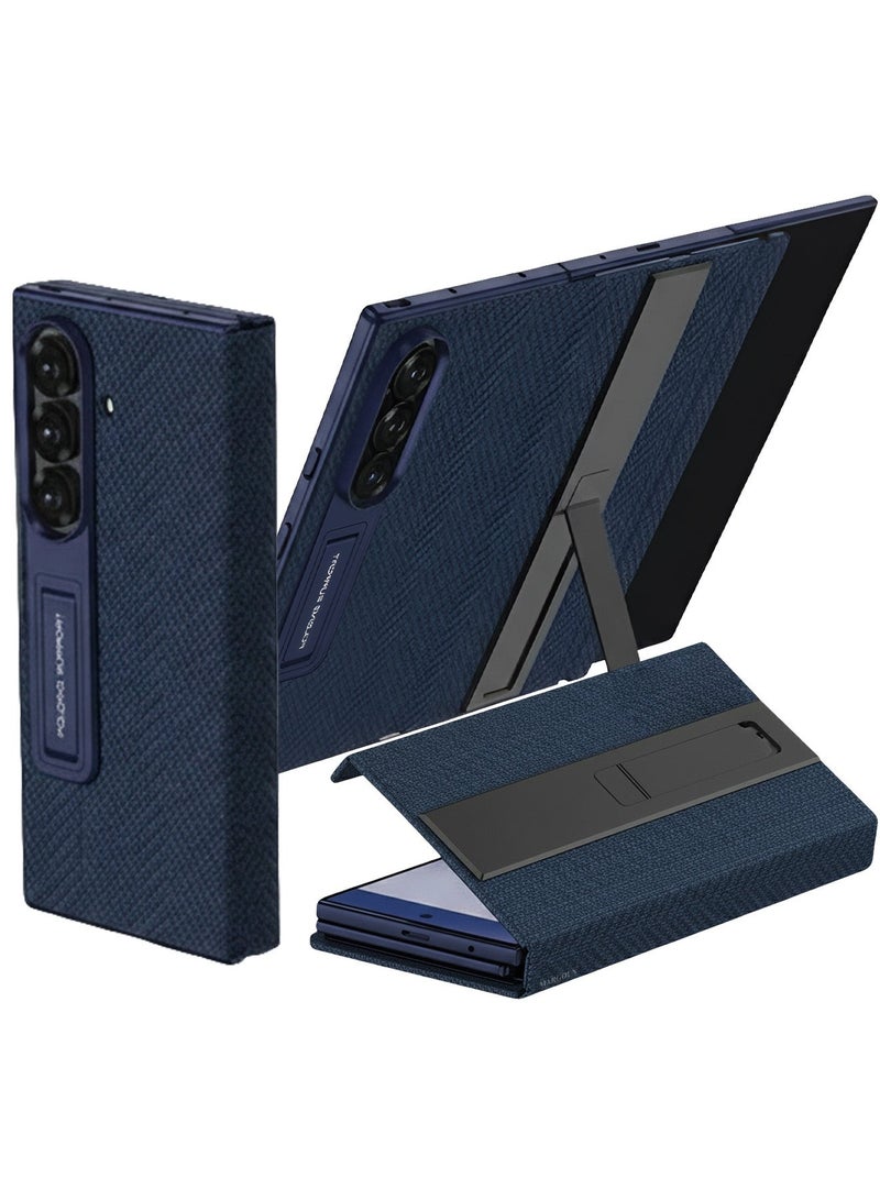 مارجون Alcantara Leather Case for  Samsung Galaxy Z Trifold with Built-in Glass Screen Protector, Dual Invisible Stand, Military Hinge, 360° Protection - Blue - Image 2