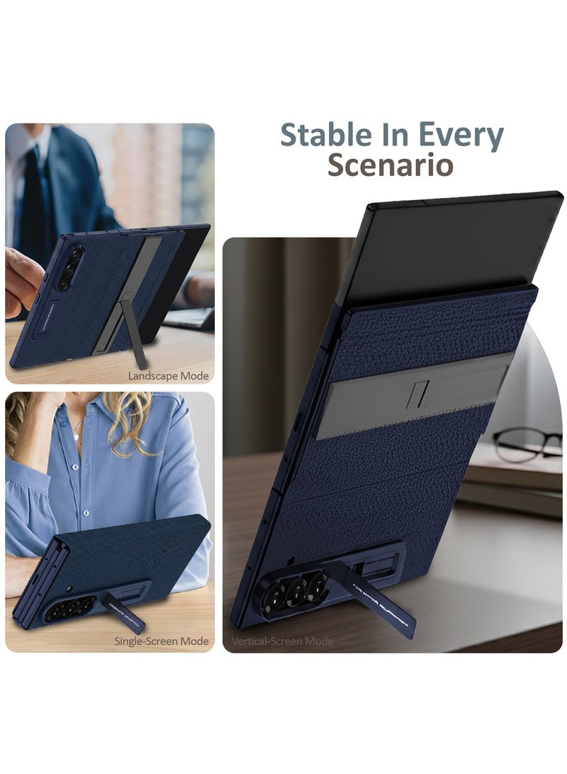 مارجون Alcantara Leather Case for  Samsung Galaxy Z Trifold with Built-in Glass Screen Protector, Dual Invisible Stand, Military Hinge, 360° Protection - Blue - Image 5