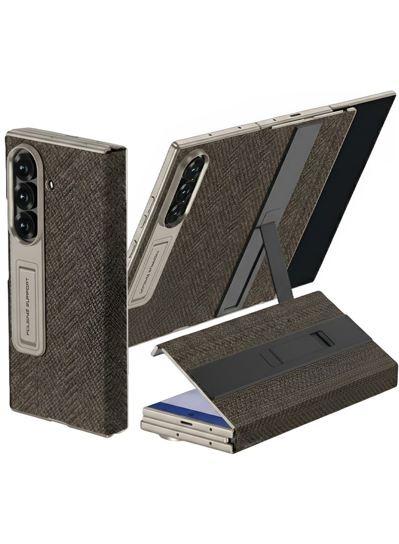 مارجون حافظة ألكانتارا جلدية لجهاز سامسونج جالاكسي Z تريفلود مع واقي شاشة زجاجي مدمج، حامل غير مرئي مزدوج، مفصلة عسكرية، حماية 360° - - Image 2