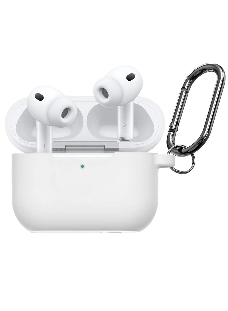 MARGOUN Compatible With AirPods Pro 3 (3rd Generation) 2025 Case Cover Silicone Protective with Keychain – Shock-Resistant And Anti-Scratch- White white - Image 3