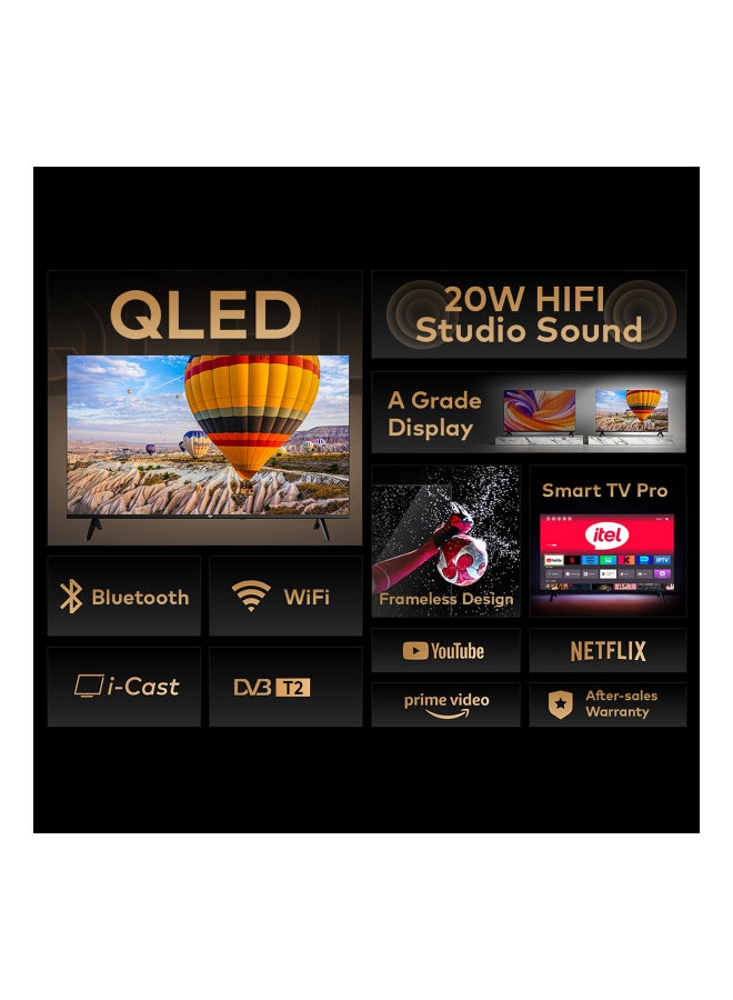 ITEL 50 Inch FHD QLED  Smart Tv Platinum Metallic Frameless Design, Built-in Wi-Fi 2.4Hz, 125% Wider Colour Gamut for Cinema Visuals, Effortless Connectivity With Android, Apps YouTube, Netflix, Prime video, 60Hz, 2 Year Warranty L5060N black - Image 2