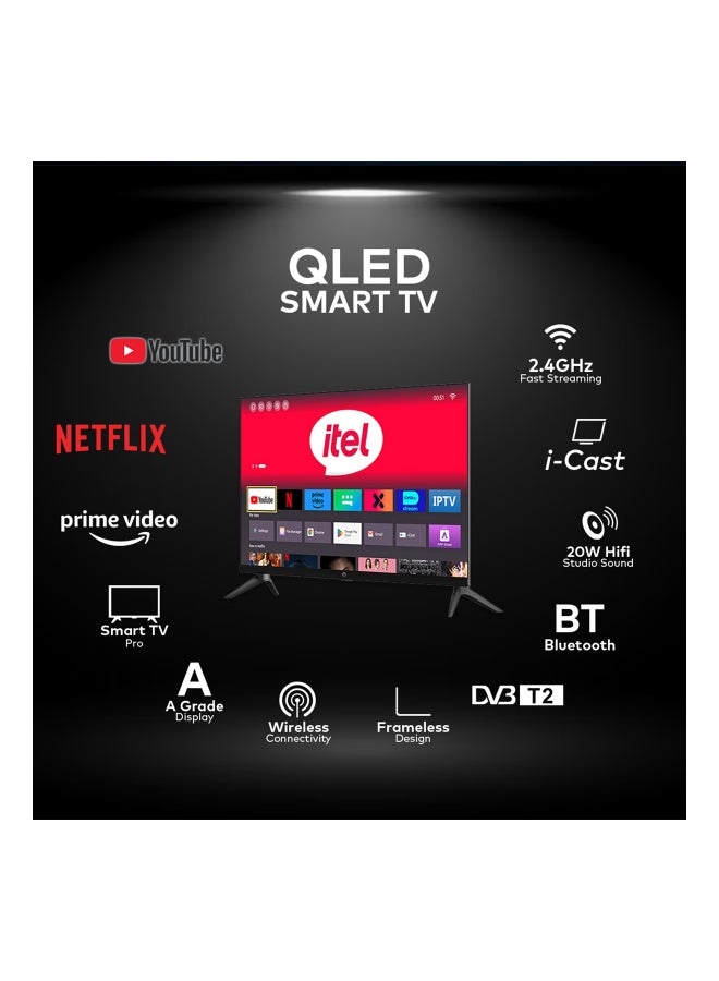 ITEL 43 Inch 1080p Full HD QLED TV, Operating System Android, 60Hz, Ultra Slim Frame, HDMI, USB, Netflix, YouTube, Prime Video, 20W Audio Output, Model Year 2025 L4360N Black - Image 3