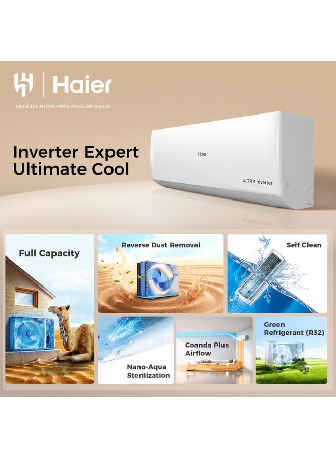 Haier Ultra Inverter 24000 BTU Cool Only Split AC | R32 Refrigerant | HSU-24LQ13/R32(T3DB-B) | Nano Aqua Sterilization | Anti-Dust Reverse Technology | Real Self-Clean | WIFI Enabled | ECO MODE | 10-Years Compressor Warranty | PLC Technology | White Color 1985 W HSU-24LQ13/R32(T3DB-B) White Color - Image 2