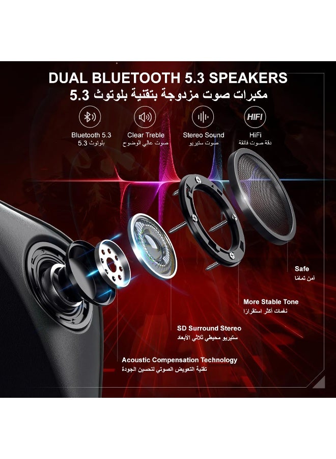 GTPLAYER Gaming Chair with Dual Bluetooth Speakers, Computer Video Game Desk Chair with Footrest, 3D Armrests, Adjustable Headrest & Lumbar Support, Ergonomic Home Office Executive Chair - Black black - Image 2