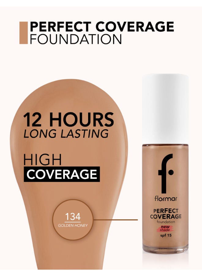 flormar Perfect Coverage Foundation Spf 15 134 Golden Honey - Image 3
