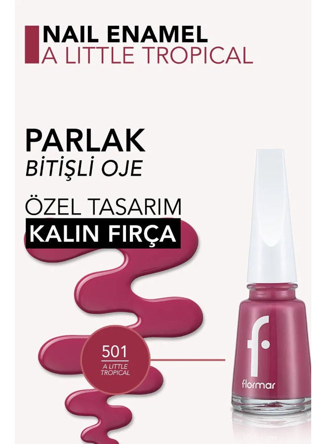 فلورمار Nail Enamel High Pigment & Shiny Finish Nail Polish 501 A Little Tropical - Image 4