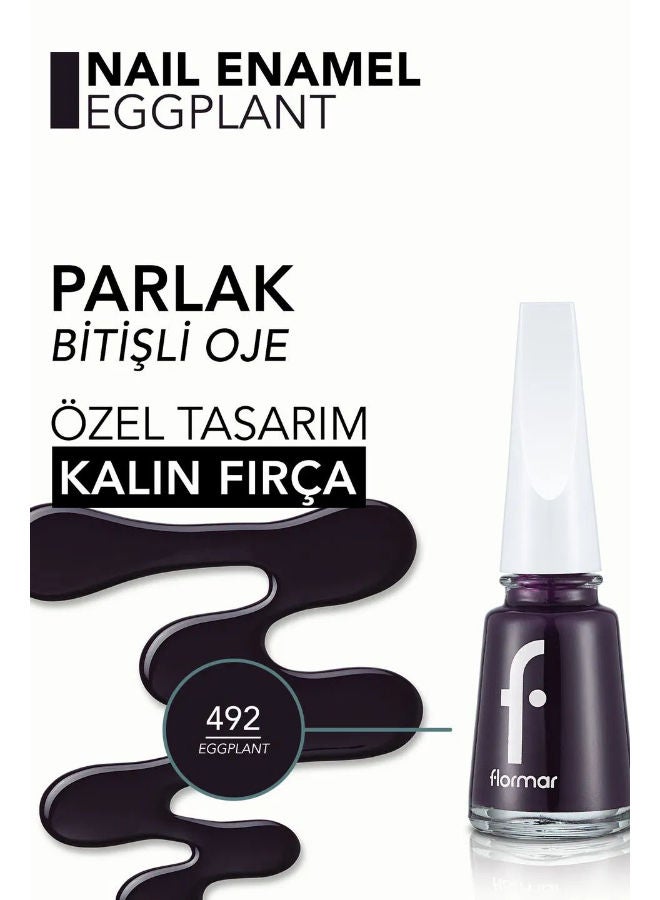 flormar Nail Enamel High Pigment & Shiny Finish Nail Polish 492 Eggplant - Image 4