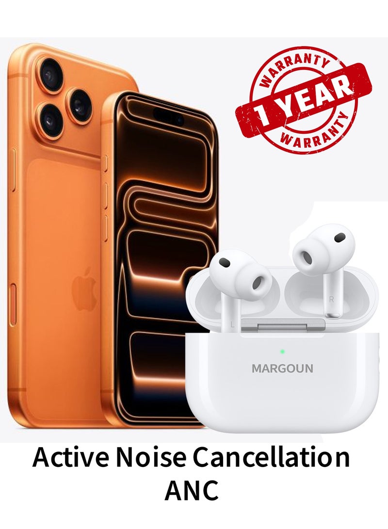 مارجون Wireless Earbuds Pro 2 (2rd Generation) 2022 with Active Noise Cancelation ANC , Adaptive Transparency and 30-Hour Battery Life for Apple iPhone 17 Pro Max - White White-17PM - Image 1